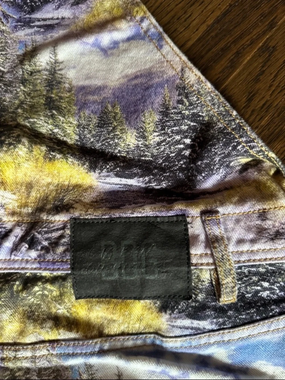 BDG Scenic Print Overalls in Blue, Yellow, Green - Picture 4 of 5